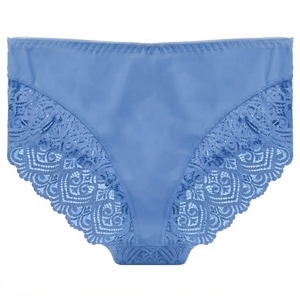 Braguitas de cintura media para mujer, de color liso, con ribete de encaje, sexys, sin costuras, de punto, de algodón y elastano, transpirables - Product Image 3