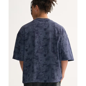 Ropa de Punto Informal para Hombre, 100% Algodón, Talla Grande, Logotipo Personalizado, Color Sólido, Antiarrugas, 260 Gramos de Peso de Tela, Servicio OEM, Estampado - Product Image 3