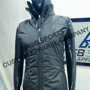 Veste matelassée pour femme, manches longues, col double couche, fermeture éclair, couleur unie, vêtement d'extérieur d'hiver, tissu respirant à mémoire de forme 100% - Product Image 4