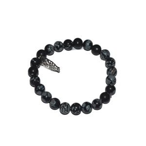 Pulsera de Obsidiana Copo de Nieve con Dije de Búho - Accesorio de Moda de Cristal - Product Image 2