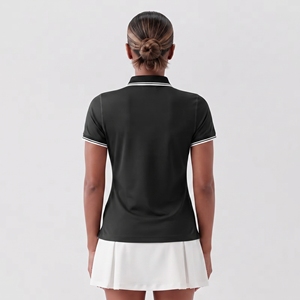 Camiseta polo de punto personalizada de 2 colores para mujer, informal, para verano, 100% algodón, transpirable, de secado rápido, cómoda. - Product Image 6