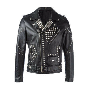 Chaqueta Punk de Cuero 100% Ecológico de la Mejor Calidad, Resistente al Viento, con Tachuelas y Púas, Estilo Gótico Rocker Unisex, Diseño Sólido - Product Image 6