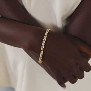 Bracelet tennis diamant 11 carats en or massif 14K 18K, serti clos, taille Asscher, diamants de laboratoire, fermoir boîte, 7 pouces, bijoux de luxe pour mariée - Product Image 2