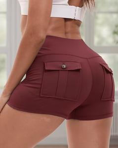 High Waist Drawstring Shorts Elastic Waistband Solid Color Casual Women's Athletic Short Pants - Product Image 1