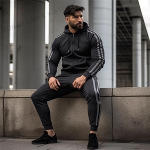 Survêtements d'hiver pour hommes, élégants, écologiques, réversibles, confortables, respirants, grande taille, à capuche, avec fermeture éclair, 100% coton - Product Image 3