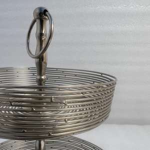 Stainless Steel Nickel Polished Mesh Wire 2 Tier <b>Cake</b> <b>Stand</b> Multi Purpose Tableware Cady Fruit Dessert Basket in Silver Finish - Product Image 3