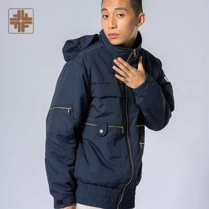 Veste matelassée d'hiver à col montant en toile imperméable coupe-vent respirante à fermeture éclair, manteau tendance à capuche, design italien pour hommes - Product Image 5