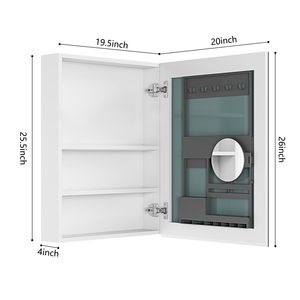 20 W X 26 H Wall Mounted Bathroom Medicine Cabinet Wooden Door 20 W X 26 H Recessed Surface <b>Bath</b> <b>Mirrors</b> - Product Image 6