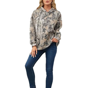 Sudadera con Capucha con Estampado de Camuflaje, Corte Holgado, Manga Regular, Tejida, Informal, Unisex, para Otoño, Transpirable, con Bolsillos - Product Image 1