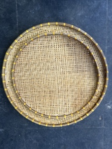 Agricultural Products Decorative Handmade Vietnam 2-Piece Set Round Bamboo <b>Trays</b> for Sifting and Drying Grains Seeds OEM/ODM - Product Image 5
