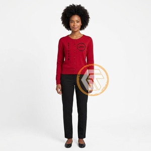 Cárdigan Personalizado con Apliques Bordados en Acrílico Delta, Cuello en V, Botones Cubiertos, Transpirable, para Mujer, Invierno, Sigma Sorority - Product Image 2