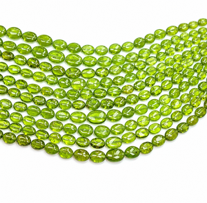 Perles lisses ovales en Vessonite naturelle, pierres précieuses grenat vert en vrac pour la fabrication de bijoux - Product Image 1