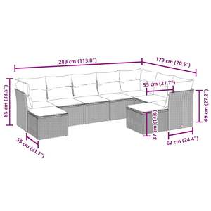 Ensemble de canapés de jardin en rotin PE marron et blanc crème, acier thermolaqué - Product Image 3