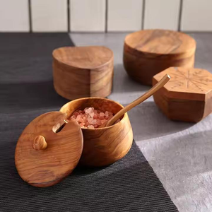 Ensemble de boîtes de rangement de cuisine en bambou en gros - Lot de 3 récipients hermétiques pour sel/sucre/épices avec couvercles en bois (Logo personnalisé) - Product Image 5