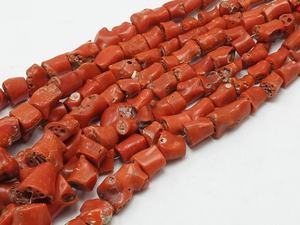 Cuentas de Coral Rojo Italiano, Lisas y Pulimentadas, Forma Irregular de Pepita, Tubo de Piedra de 16 Pulgadas, 10-15 mm de Largo, Certificado por Terceros - Product Image 2