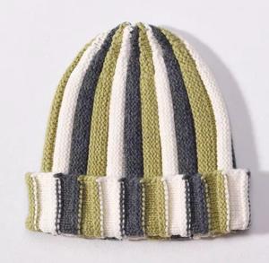 Unisex Vintage Striped Adjustable Beanie <b>Hat</b> 100% Acrylic Hand Knitted <b>Winter</b> for Adults Casual Style - Product Image 6