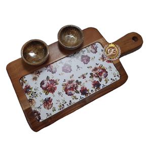 Juego de tazones para servir chips y DIP Plato de aperitivo de madera de acacia con taza de inmersión extraíble para fiestas, aperitivos y entretenimiento - Product Image 1