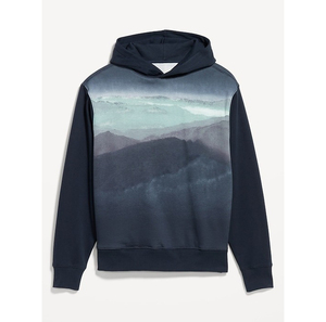 Unisex <b>White</b> Hooded <b>Sweatshirt</b> With Snowy Forest Print Regular Fit Cotton French Terry Winter Casual Wear - Product Image 4