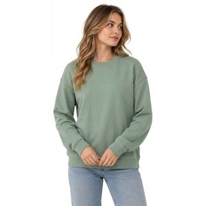 Sage Green <b>Women</b> Cotton Sweatshirts Solid O Neck 100% Cotton Fleece Pullover <b>Thermal</b> Weight Long Sleeve Active Shirts - Product Image 2