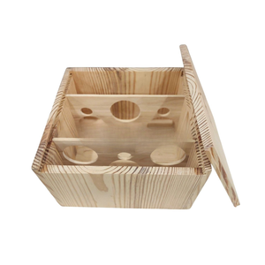 Eco-Friendly Square Wooden Storage <b>Box</b> with Dividers for Brandy <b>Champagne</b> and Wine Organization Black Finish - Product Image 5