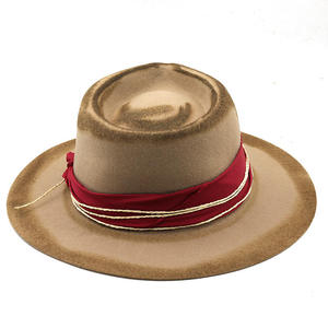 Sombrero Vaquero de Ala Ancha Plana de Gamuza con Cuerda de Perlas y Etiqueta de Logotipo Personalizado, Sombreros Fedora Occidentales para Unisex - Product Image 2