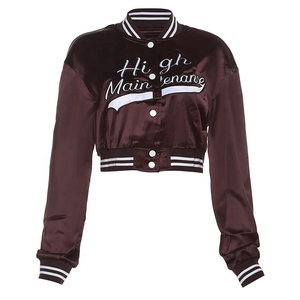 2024 printemps nouvelle mode femmes veste courte hiver automne broderie à la mode décontracté vêtements de rue fermeture à glissière support Bomber Style - Product Image 4