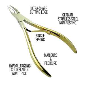 Hot Selling Finger & Toe Use Nail Nipper Gold Color Pedicure Clippers Stainless Steel Curved <b>Cuticle</b> Nippers Best Manicure <b>Tools</b> - Product Image 2
