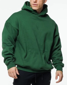 Sweat à capuche oversize en molleton de coton haute densité pour homme, style streetwear, tissu épais, épaules tombantes, uni, vierge, gaufré, brodé - Product Image 2