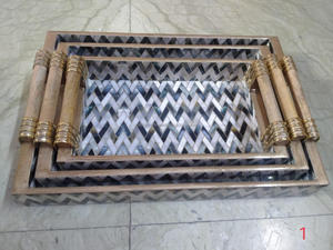 Handmade Polished <b>MDF</b> Customized Color Shape Meena Decorative Trays India Top Selling Table Top Crafting Crafts Buddhism - Product Image 4