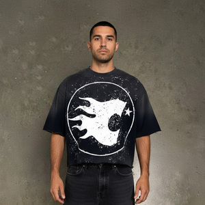 เสื้อยืดกราฟิกโอเวอร์ไซส์ทรงบ็อกซี่พรีเมียมผ้าฝ้าย 100% สกรีนลายวินเทจแบบคัสตอมสำหรับผู้ชาย - Product Image 5