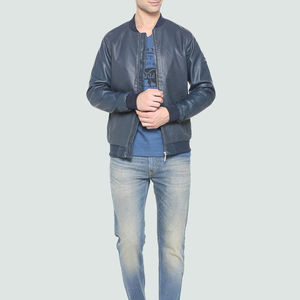 Veste d'hiver pour homme en toile respirante, imperméable et écologique, avec col montant en cuir de vachette véritable, style urbain - Product Image 5
