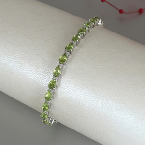 Natural Peridot Stone <b>Charm</b> Bracelet 925 Sterling Silver Green Gemstone Crystal Handmade Fine Jewelry Gift for Women Party - Product Image 3
