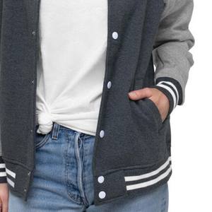 Chaqueta Varsity para Mujer REBA SPORTS IMPEX, 100% Algodón, Ligera, Estilo Urbano, Bloques de Color, Manga Larga, Cuello con Botones, Tejido de Punto - Product Image 6