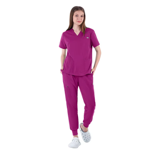 Ensemble de blouses médicales orange pour femmes, en coton et polyester tissé, uniforme d'hôpital, pantalon inclus, design personnalisé - Product Image 1