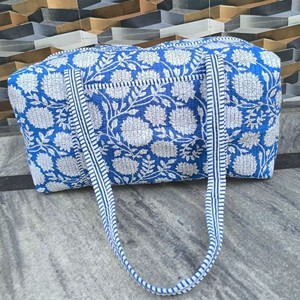 Bolsa de Lona Acolchada de Algodón con Estampado Artesanal Indio, Ligera y de Lujo, para Mujer, Viajes y Compras, Pedidos al por Mayor - Product Image 1