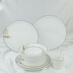 Melamine <b>Dinner</b> Plates 4 <b>White</b> Melamine Plates <b>Set</b> With Black Line Luxury Dinnerware Food Grade Restaurant Wedding Table - Product Image 4