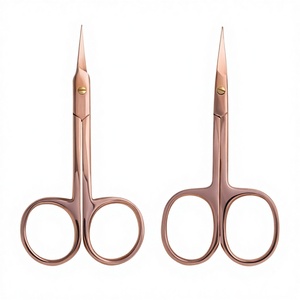 Rose Gold Color Stainless Steel Nail <b>Scissors</b> Curved Blade for Trimming Nails Moustache <b>Beard</b> Sharp Cuticle Edges Custom Logo - Product Image 1