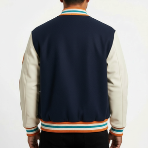 Best Quality <b>Men</b> Varsity <b>Jacket</b> Manufacturer <b>White</b> Sleeves Chenille Patches Varsity <b>Jacket</b> With Embroidery Logo - Product Image 2