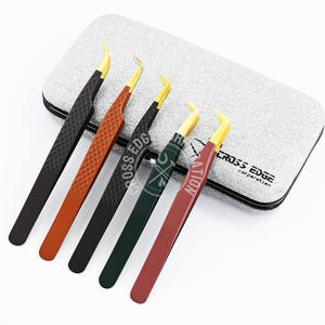 Pinza para pestañas con punta de fibra, pinza clásica para extensiones de pestañas de volumen, herramienta para pestañas con punta de fibra a 90 grados, pinza con agarre de diamante en forma de bota - Product Image 1