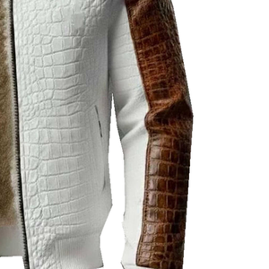 Blouson Bomber Homme en Cuir Véritable Personnalisé de Qualité Supérieure avec Motif Gaufré sur le Devant, Coupe-Vent Hiver, Fourniture OEM en Gros - Product Image 3