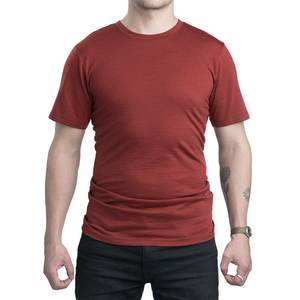 T-shirt de sport 100 % laine mérinos, coupe ajustée, manches courtes, couleur unie, col rond, pour la musculation et l'entraînement, vente en gros - Product Image 3