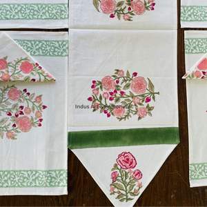 Set de table et serviettes imprimés à la main - Achetez des sets de table personnalisés, des nappes peintes à la main, des sets de table et serviettes imprimés à la main en stock - Product Image 4