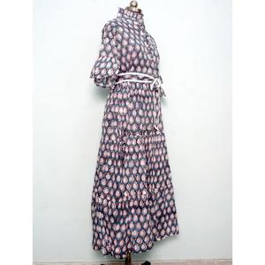 เดรสยาวผ้าฝ้ายแท้ 100% สำหรับผู้หญิง ลายพิมพ์เพสลีย์แบบอินเดีย แขนยาว ใส่สบาย เหมาะสำหรับใส่ลำลองหรือใส่นอน - Product Image 5