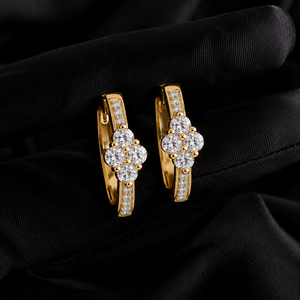 18K <b>Solid</b> Gold Round Cut Cluster Lab Grown Diamond Huggie <b>Hoop</b> <b>Earrings</b> for Women DEF VVS CVD Diamond Luxury Fine Jewelry Gifts - Product Image 1