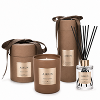 AIKUN - Juego de Velas Aromáticas y Difusores de Aroma en Cilindro Premium con Varillas de Fibra Negra, OEM ODM