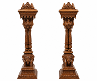 Mandir en bois de teck sculpté sur mesure, grande taille, avec armoire de rangement, achat de Mandir SwamiNarayan de grande taille pour la maison