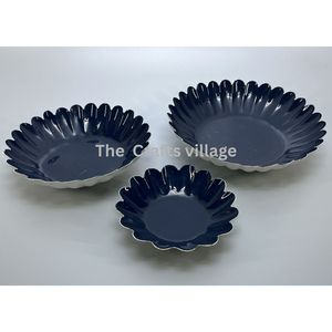 Elegant Blue Enamel Serving <b>Platter</b> Set Decorative Metal Dish for Home Tabletop Display Dining Serving Tray Wedding Party Center - Product Image 4