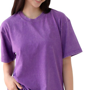 Camisetas de Cuello en V Extra Grandes para Mujer, de Alta Calidad, Ropa de Algodón Personalizada, Camiseta con Lavado Ácido, Precio al por Mayor - Product Image 2