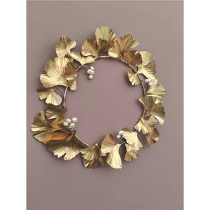 Guirlande murale en métal doré de luxe en forme de feuille de Ginkgo, ornement suspendu, décoration moderne pour la maison, art mural pour le salon, guirlande de Noël - Product Image 1