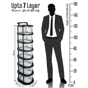 Organizador de Cajones Transparente Rectangular Apilable y Plegable de 7 Niveles de PP para Cocina, Sala de Estar y Oficina - Product Image 1
